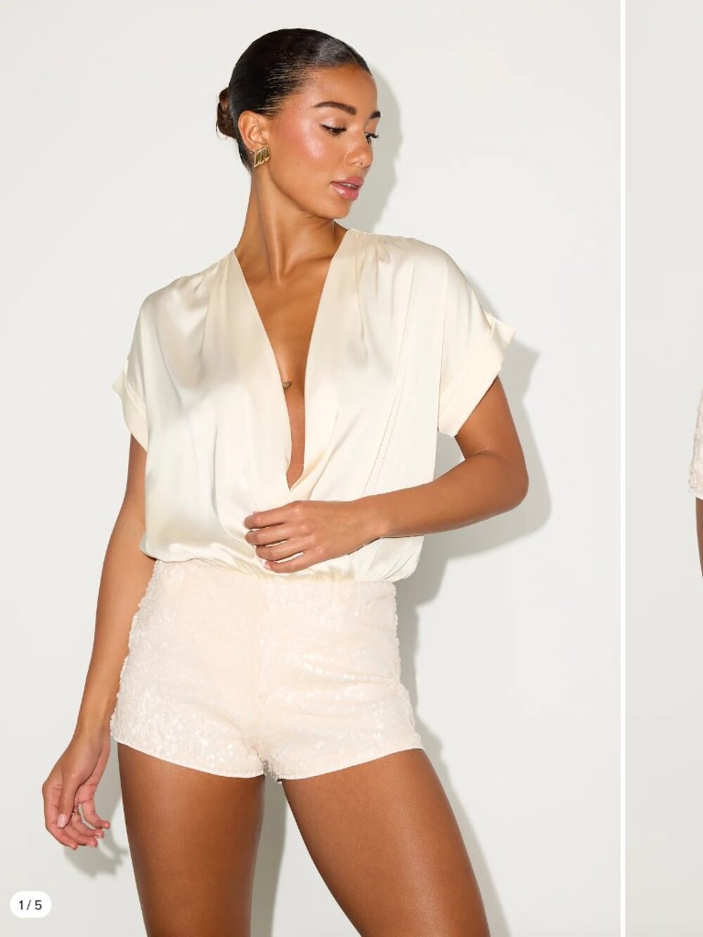 Lulus Sofina Champagne Sequin Low-Rise Micro Shorts (small)